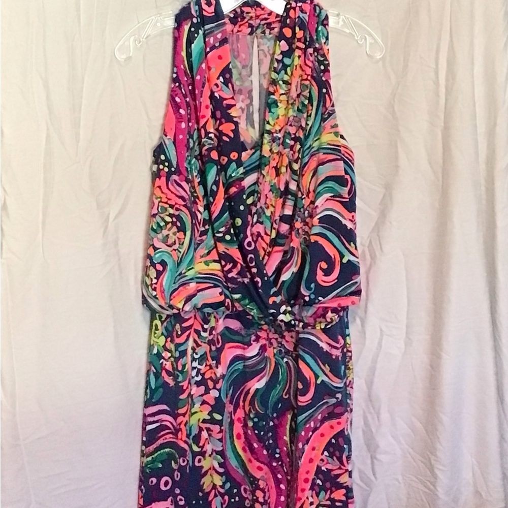 Lilly Pulitzer Navy Multi-Color Halter Mini Dress